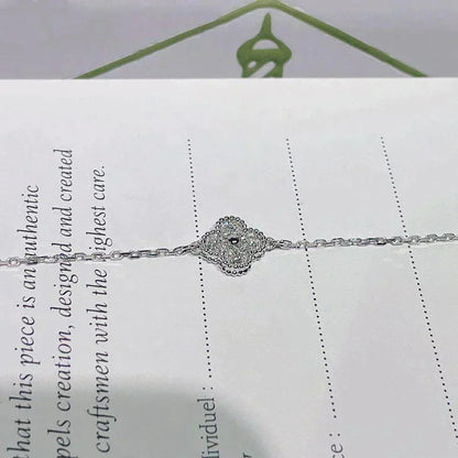 [Everoly JW]CLOVER  SINGLE FLOWER BRACELET SILVER