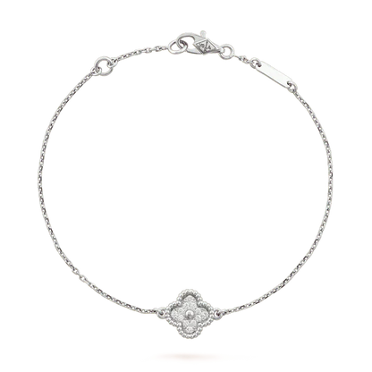 [Everoly JW]CLOVER  SINGLE FLOWER BRACELET SILVER