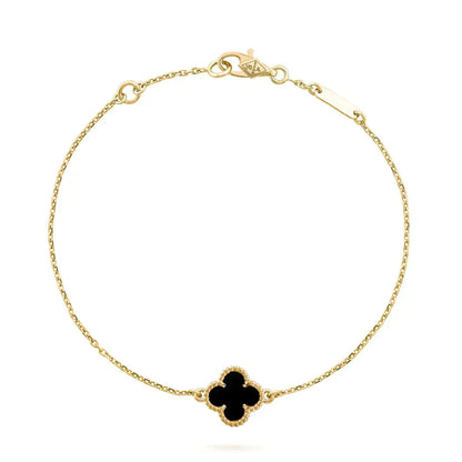 [Everoly JW]CLOVER ONYX SINGLE FLOWER BRACELET