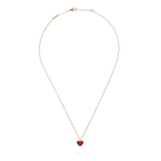 [Everoly JW]SWEET CLOVER CARNELIAN HEART NECKLACE