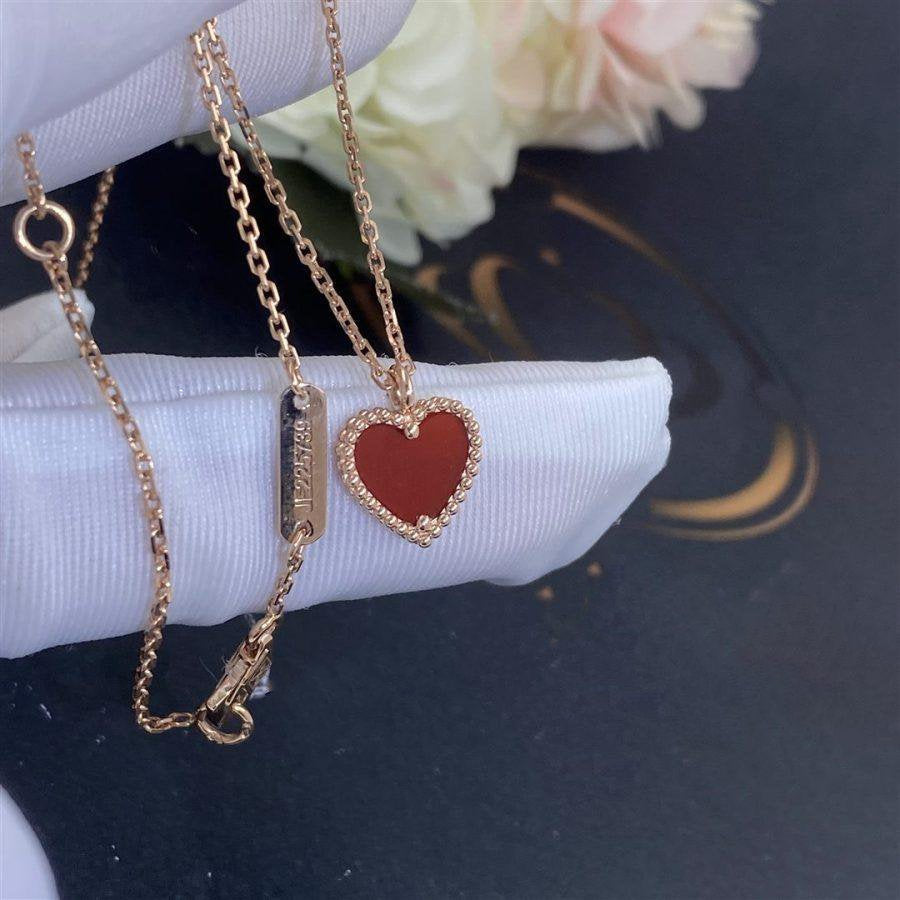 [Everoly JW]SWEET CLOVER CARNELIAN HEART NECKLACE