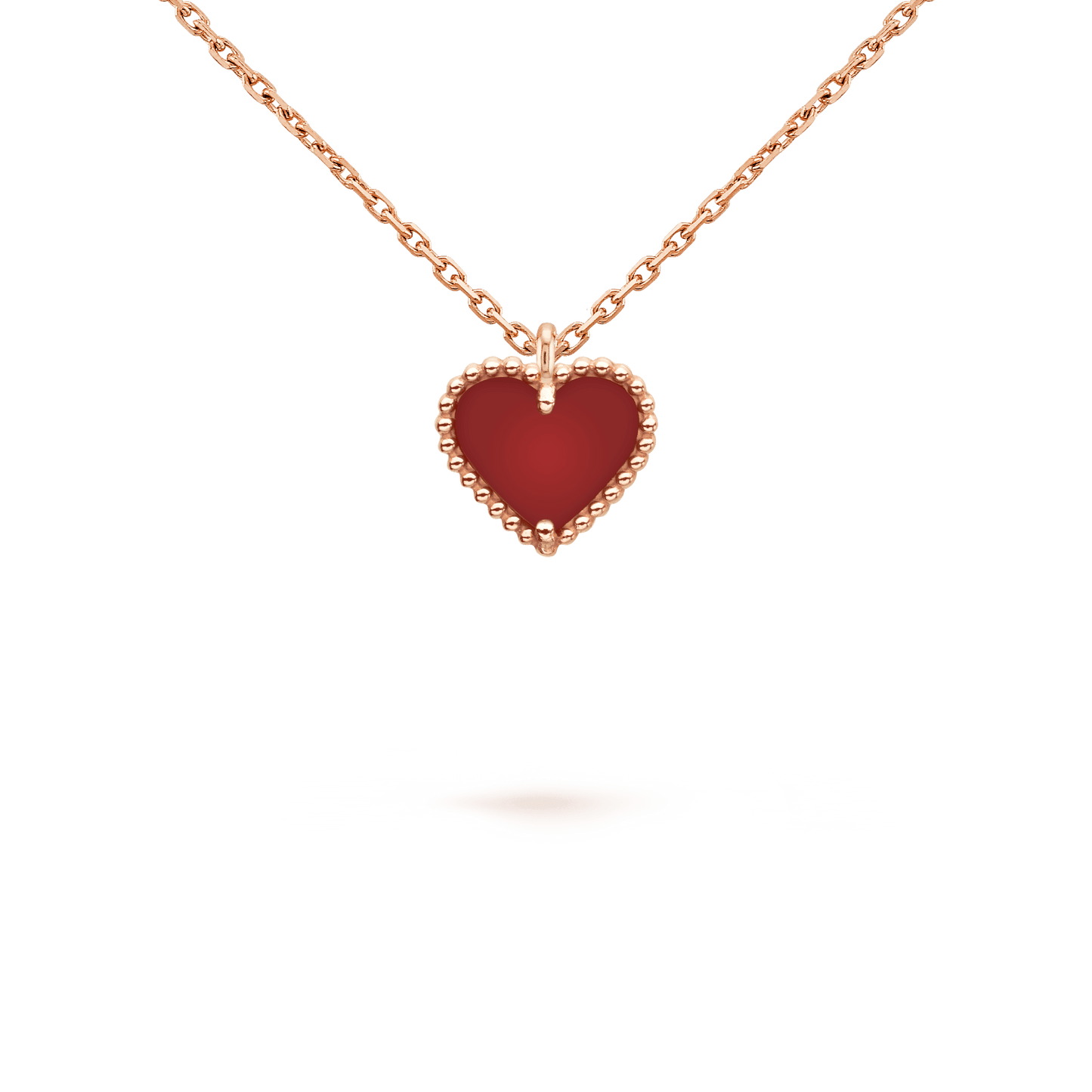 [Everoly JW]SWEET CLOVER CARNELIAN HEART NECKLACE