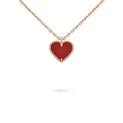 [Everoly JW]SWEET CLOVER CARNELIAN HEART NECKLACE