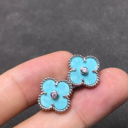 [Everoly JW]CLOVER 1 DIAMOND BLUE SKY SILVER EARRINGS