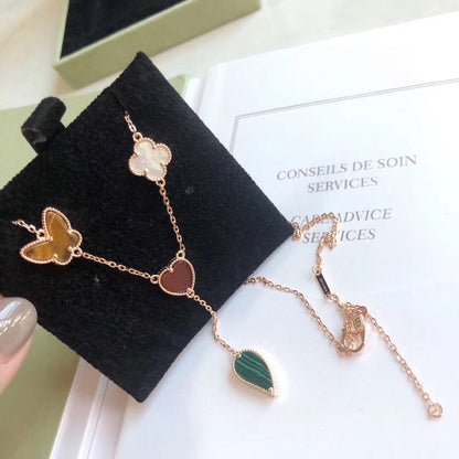 [Everoly JW]LUCKY SPRING 4 MOTIFS ROSE GOLD NECKLACE