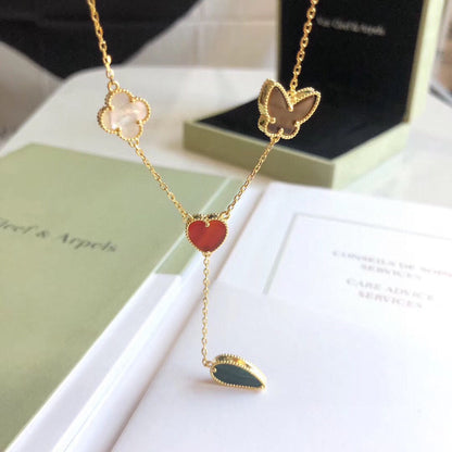 [Everoly JW]LUCKY SPRING 4 MOTIFS ROSE GOLD NECKLACE