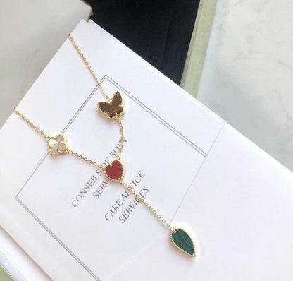 [Everoly JW]LUCKY SPRING 4 MOTIFS ROSE GOLD NECKLACE