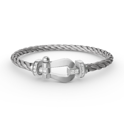[Everoly JW]FORCE LARGE HORSESHOE HALF DIAMOND BRACELET SILVER