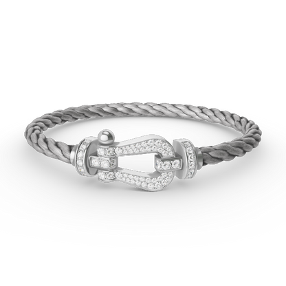 [Everoly JW]FORCE LARGE HORSESHOE FULL DIAMOND BRACELET SILVER