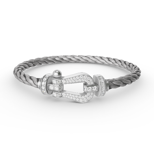 [Everoly JW]FORCE LARGE HORSESHOE FULL DIAMOND BRACELET SILVER