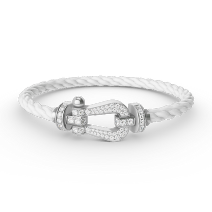[Everoly JW]FORCE LARGE HORSESHOE FULL DIAMOND BRACELET SILVER